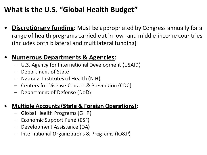 Web Briefing The U S Global Health Budget