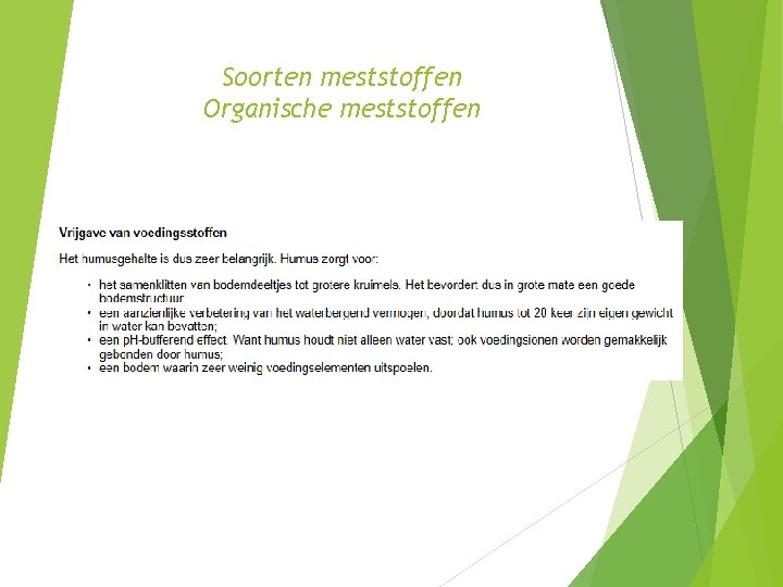 Soorten meststoffen Organische meststoffen 