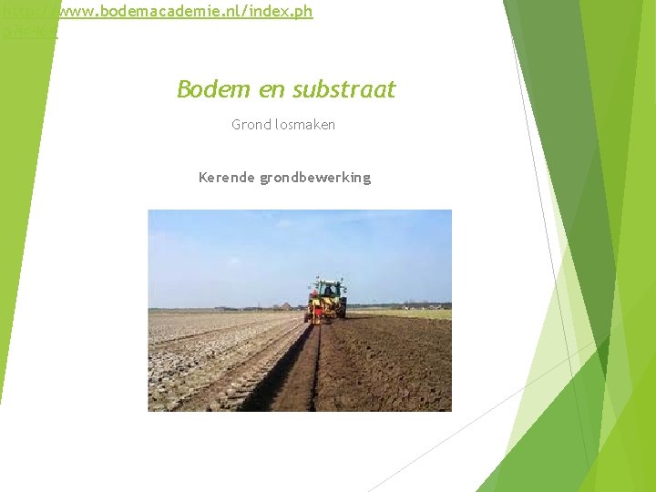 http: //www. bodemacademie. nl/index. ph p? i=464 Bodem en substraat Grond losmaken Kerende grondbewerking