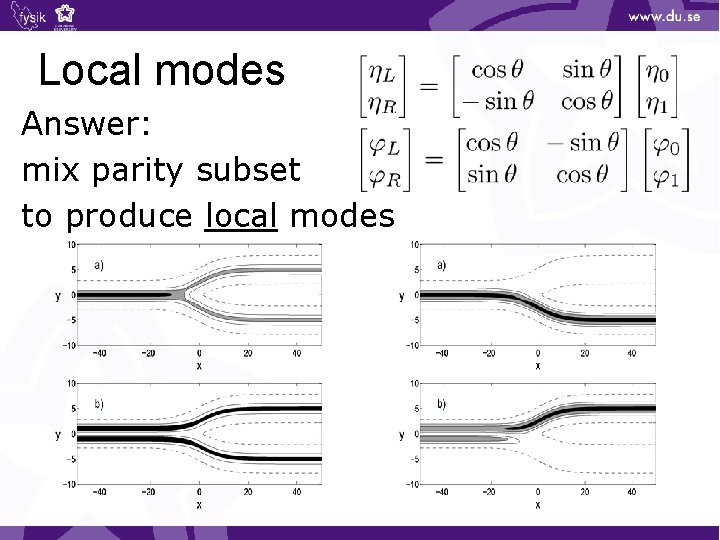 Local modes Answer: mix parity subset to produce local modes 