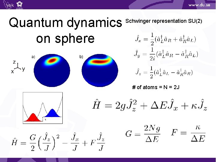 Quantum dynamics on sphere Schwinger representation SU(2) # of atoms = N = 2