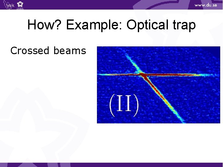 How? Example: Optical trap Crossed beams 