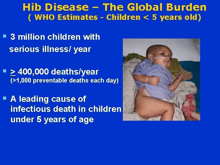 Hib Disease – The Global Burden ( WHO Estimates - Children < 5 years