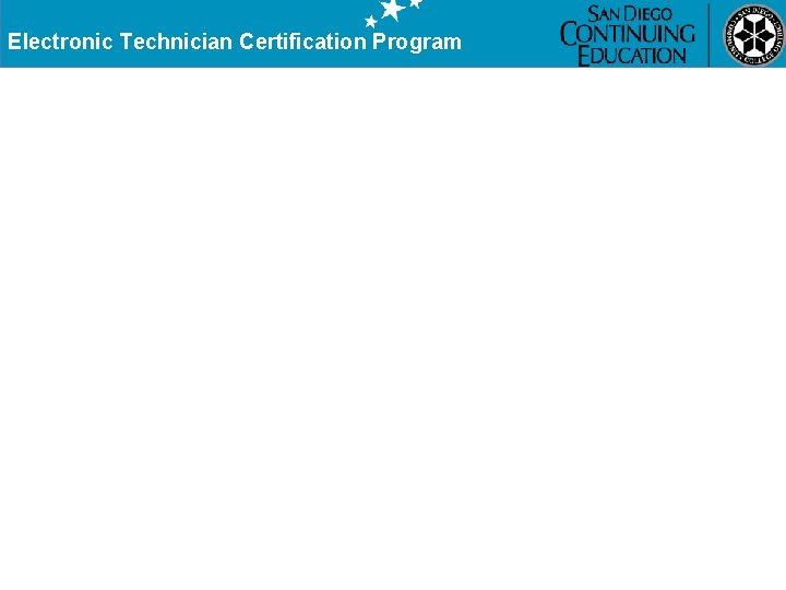 Electronic Technician Certification Program 