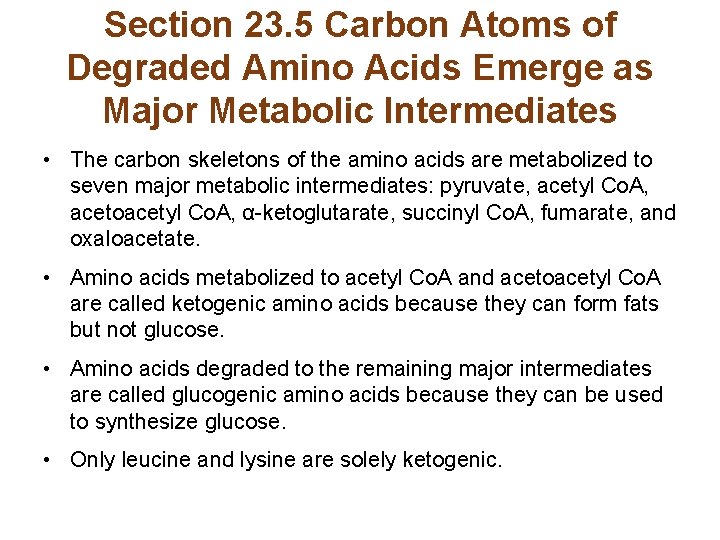 Section 23. 5 Carbon Atoms of Degraded Amino Acids Emerge as Major Metabolic Intermediates