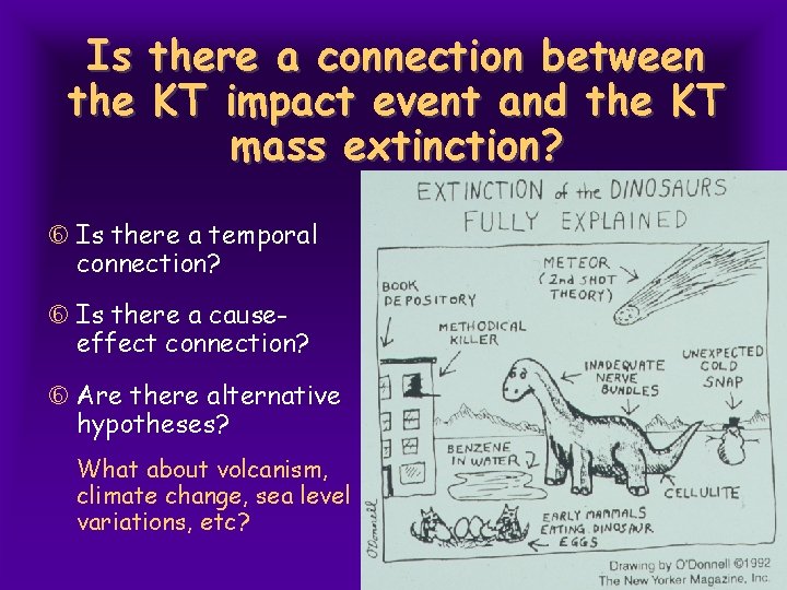 Is there a connection between the KT impact event and the KT mass extinction?