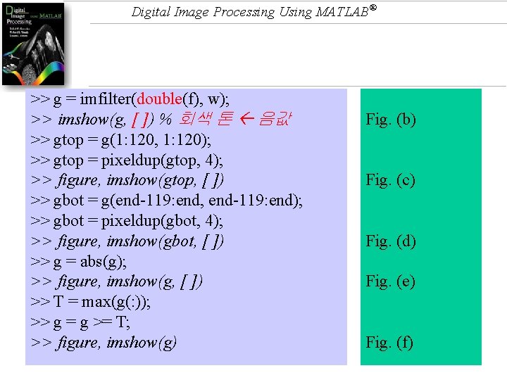 Digital Image Processing Using MATLAB® >> g = imfilter(double(f), w); >> imshow(g, [ ])