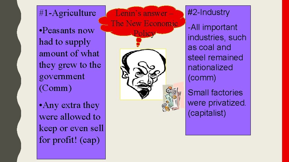 #1 -Agriculture • Peasants now had to supply amount of what they grew to