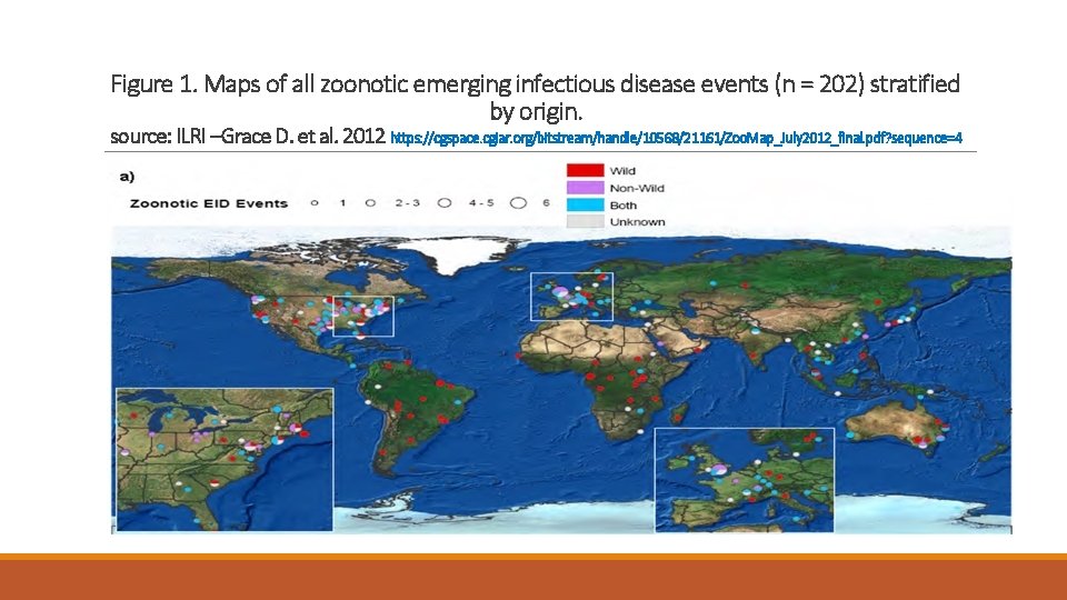 Figure 1. Maps of all zoonotic emerging infectious disease events (n = 202) stratified