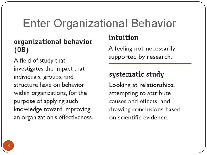 Enter Organizational Behavior 3 