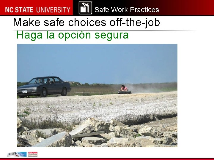 Safe Work Practices Make safe choices off-the-job Haga la opción segura 