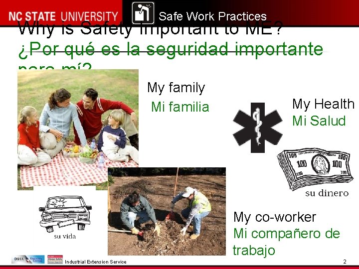 Safe Work Practices Why is Safety Important to ME? ¿Por qué es la seguridad