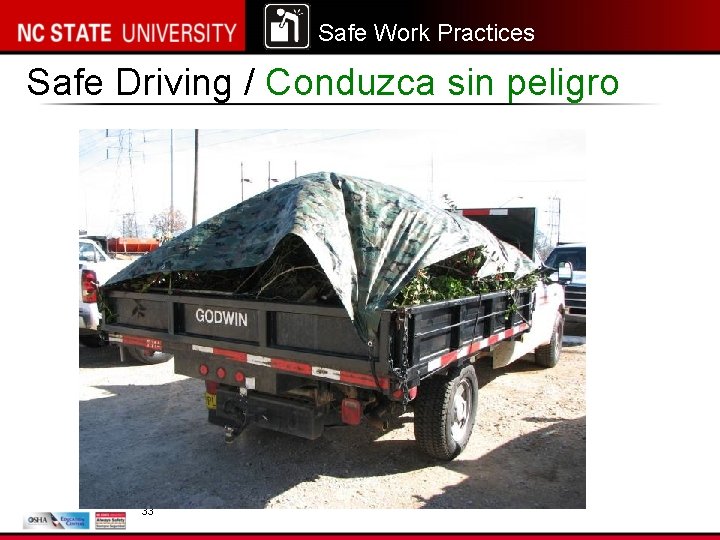 Safe Work Practices Safe Driving / Conduzca sin peligro 33 