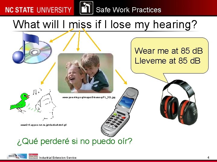 Safe Work Practices What will I miss if I lose my hearing? Wear me