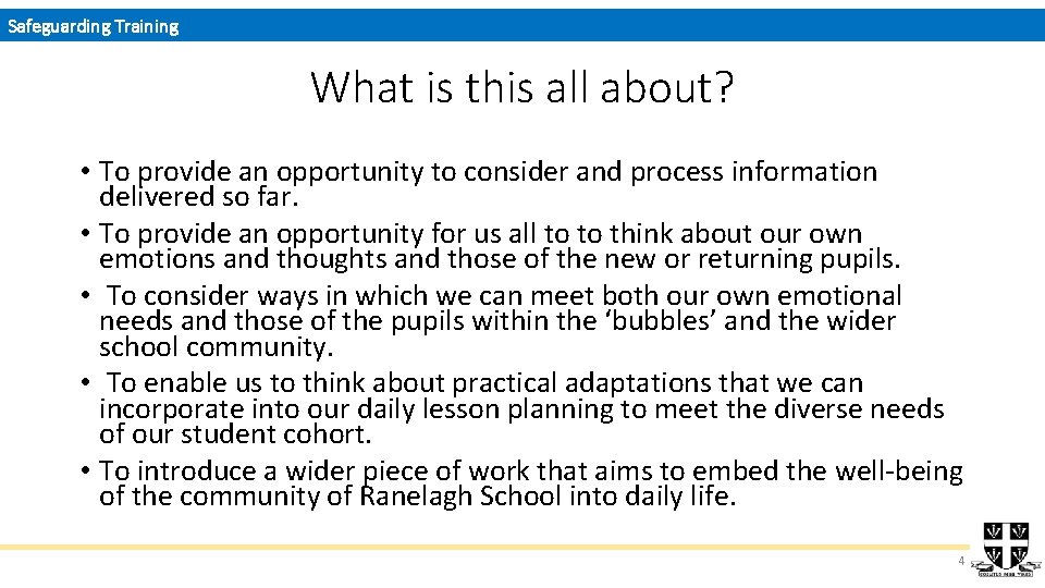 Safeguarding Training What is this all about? • To provide an opportunity to consider