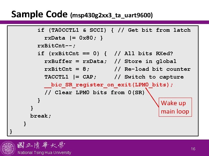 Sample Code (msp 430 g 2 xx 3_ta_uart 9600) if (TA 0 CCTL 1