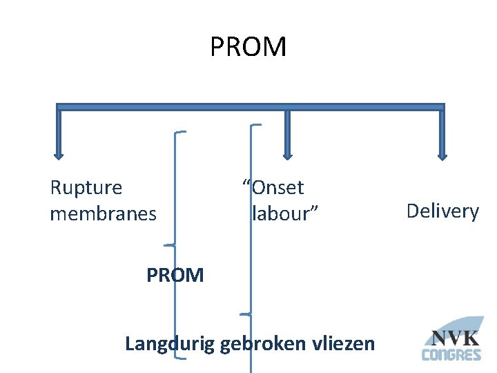 PROM Rupture membranes “Onset labour” PROM Langdurig gebroken vliezen Delivery 