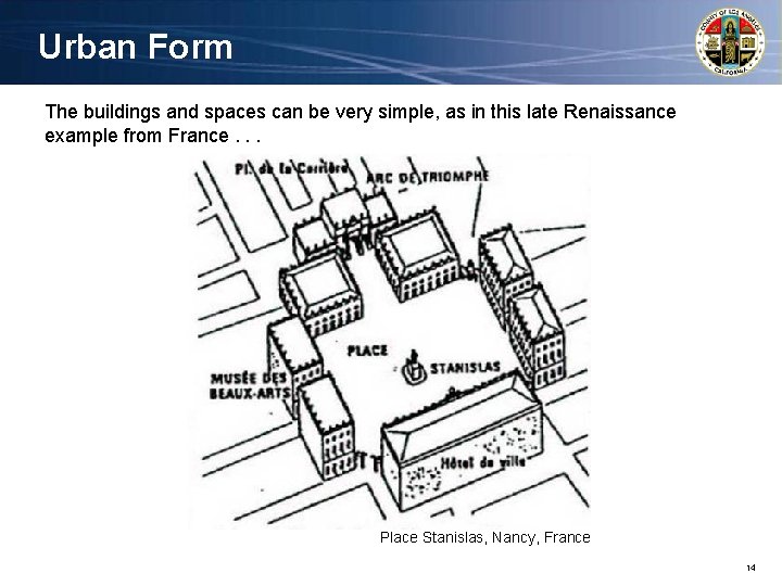 Urban Form The buildings and spaces can be very simple, as in this late