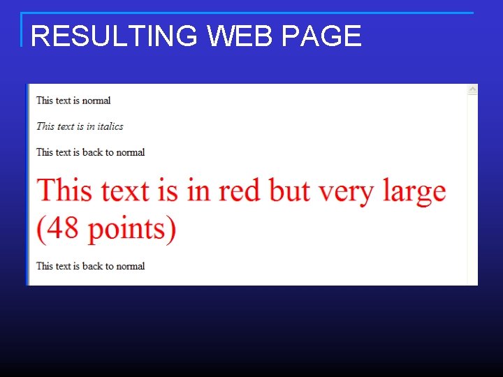 RESULTING WEB PAGE RESULTING WEB PAGE