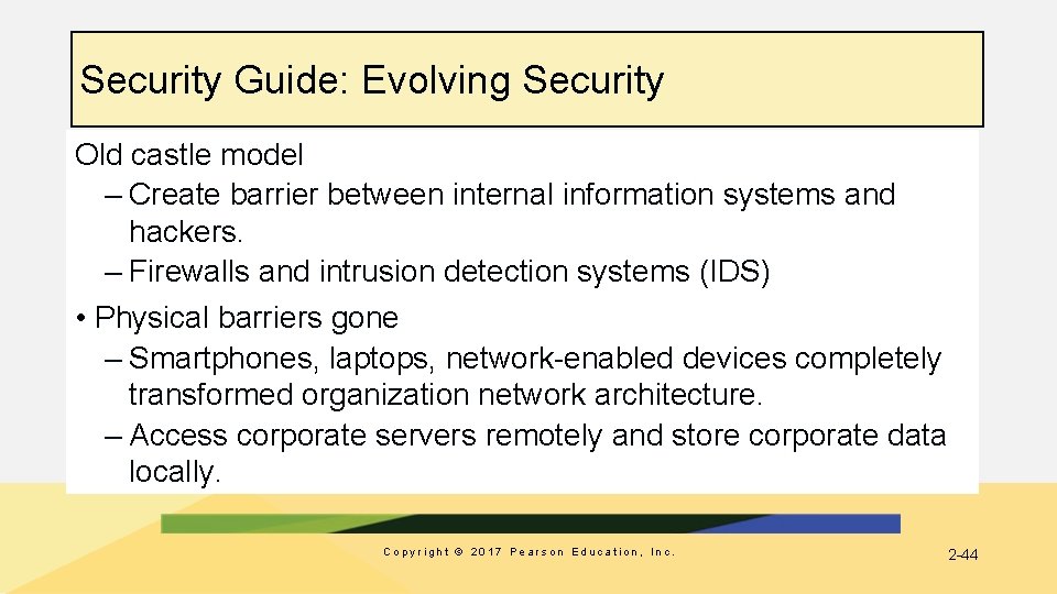 Security Guide: Evolving Security Old castle model – Create barrier between internal information systems