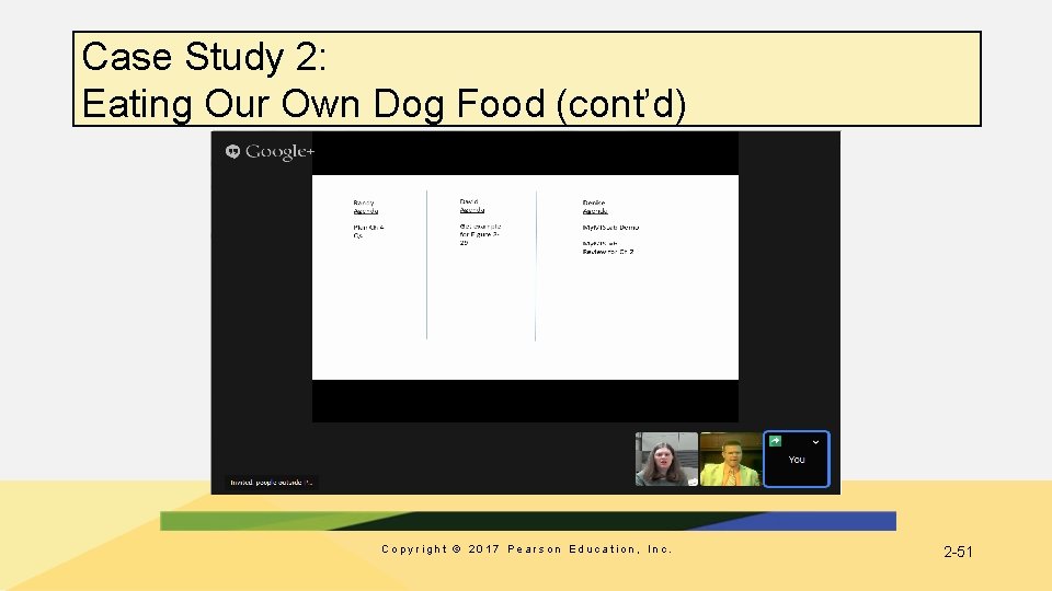 Case Study 2: Eating Our Own Dog Food (cont’d) Copyright © 2017 Pearson Education,