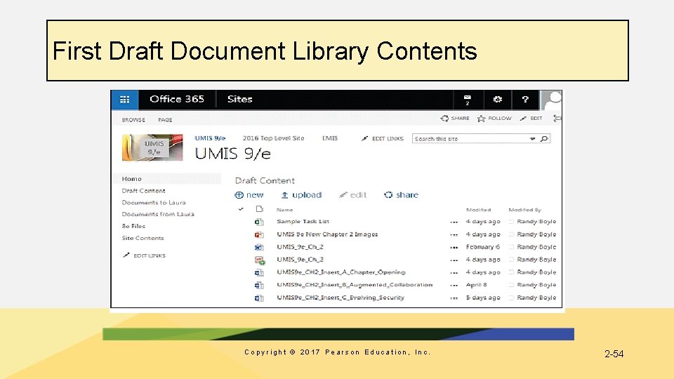 First Draft Document Library Contents Copyright © 2017 Pearson Education, Inc. 2 -54 