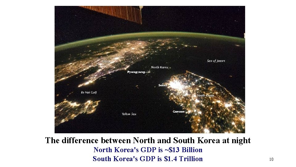 The difference between North and South Korea at night North Korea's GDP is ~$13