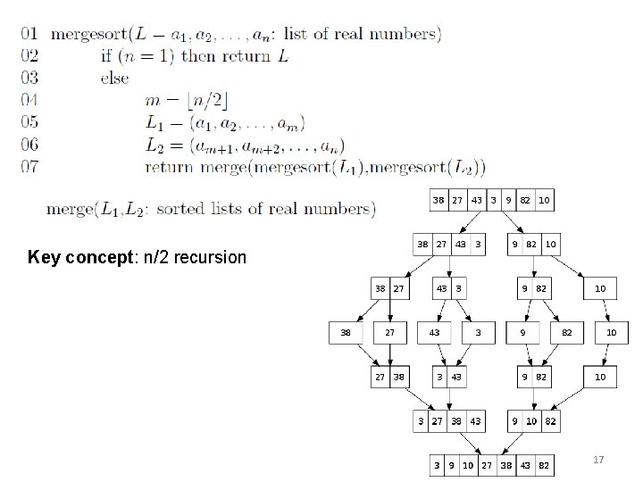Key concept: n/2 recursion 17 Key concept: n/2 recursion 17