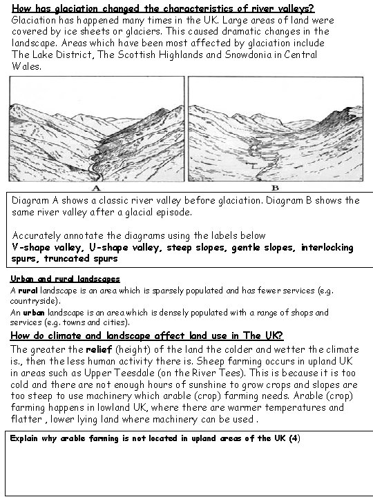 How has glaciation changed the characteristics of river valleys? Glaciation has happened many times