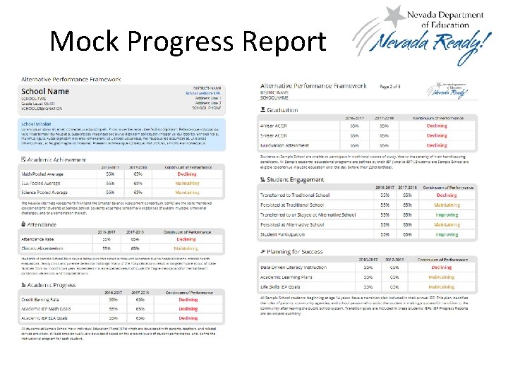 Mock Progress Report 