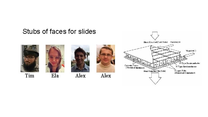 Stubs of faces for slides Tim Ela Alex 