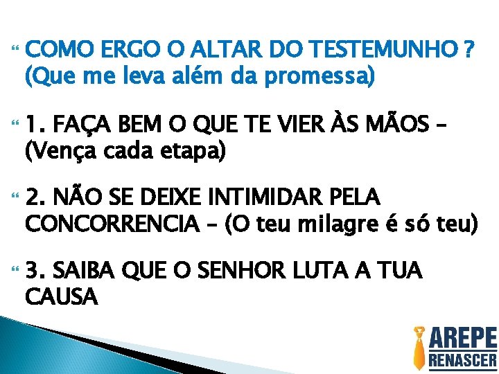  COMO ERGO O ALTAR DO TESTEMUNHO ? (Que me leva além da promessa)