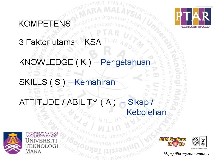 KOMPETENSI 3 Faktor utama – KSA KNOWLEDGE ( K ) – Pengetahuan SKILLS (