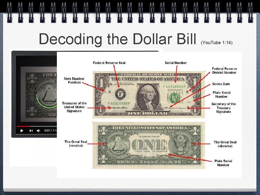 Decoding the Dollar Bill (You. Tube 1: 14) 