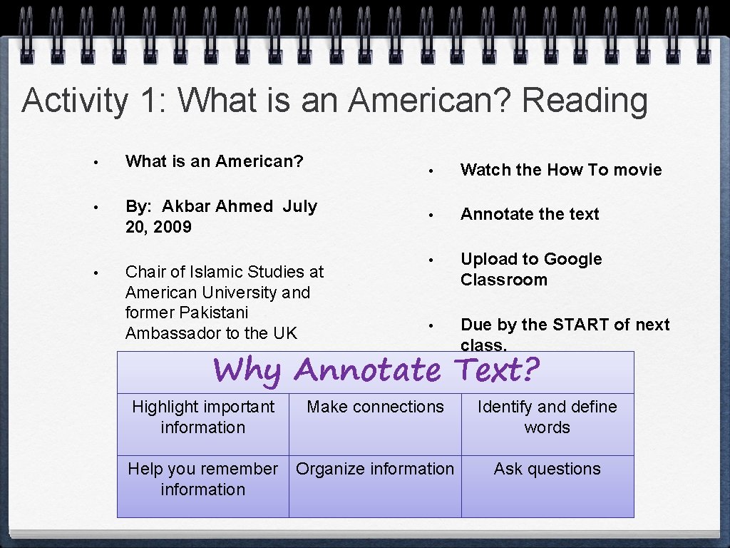 Activity 1: What is an American? Reading • What is an American? • By: