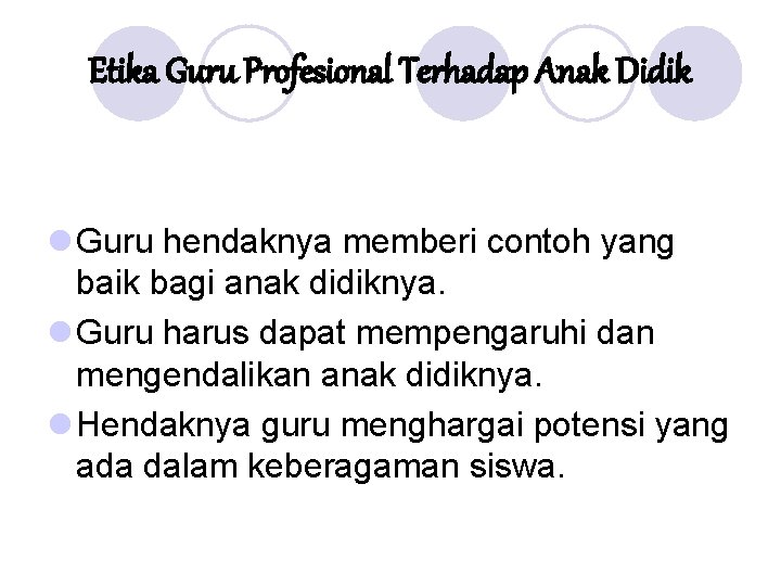 Etika Guru Profesional Terhadap Anak Didik l Guru hendaknya memberi contoh yang baik bagi