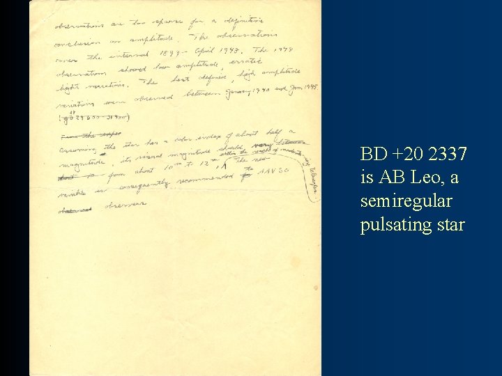 BD +20 2337 is AB Leo, a semiregular pulsating star 