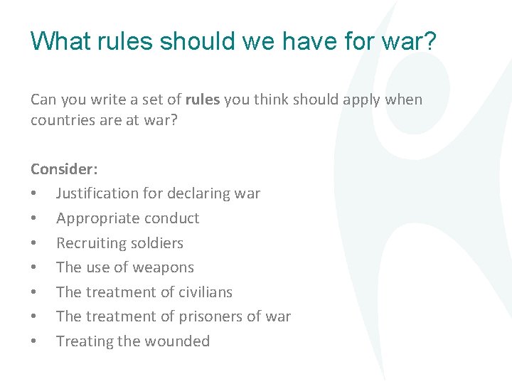 What rules should we have for war? Can you write a set of rules