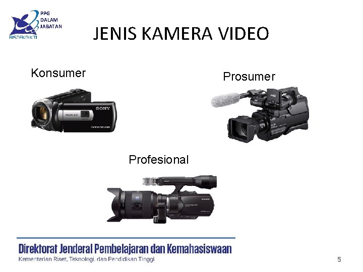 PPG DALAM JABATAN JENIS KAMERA VIDEO Konsumer Profesional 5 