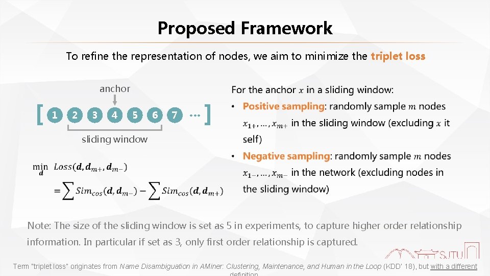 Proposed Framework To refine the representation of nodes, we aim to minimize the triplet
