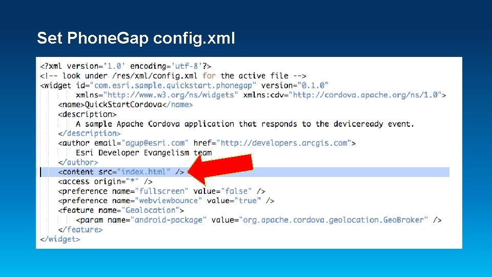 Set Phone. Gap config. xml 