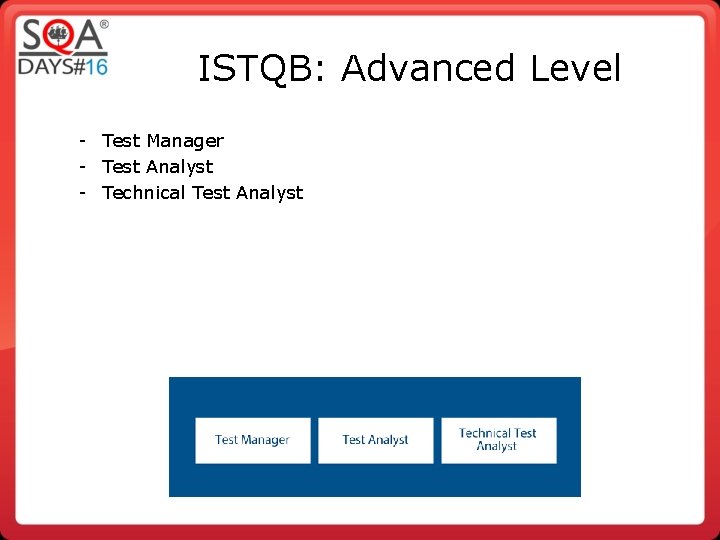 ISTQB: Advanced Level - Test Manager - Test Analyst - Technical Test Analyst 