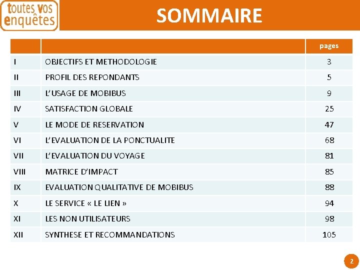 SOMMAIRE pages I OBJECTIFS ET METHODOLOGIE 3 II PROFIL DES REPONDANTS 5 III L’USAGE