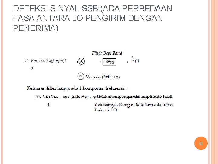 DETEKSI SINYAL SSB (ADA PERBEDAAN FASA ANTARA LO PENGIRIM DENGAN PENERIMA) 41 