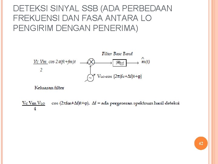 DETEKSI SINYAL SSB (ADA PERBEDAAN FREKUENSI DAN FASA ANTARA LO PENGIRIM DENGAN PENERIMA) 42