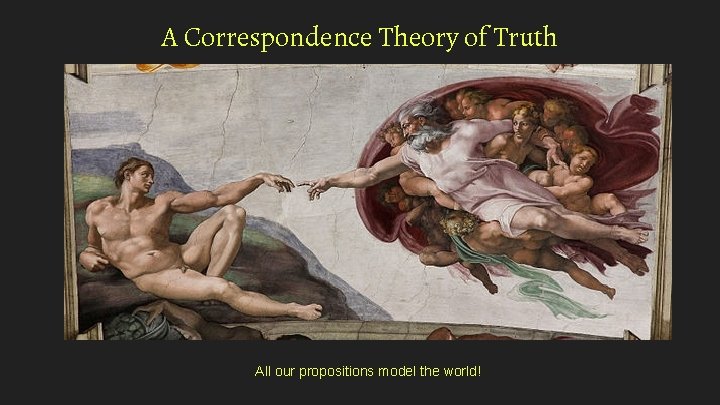 A Correspondence Theory of Truth All our propositions model the world! A Correspondence Theory of Truth All our propositions model the world!