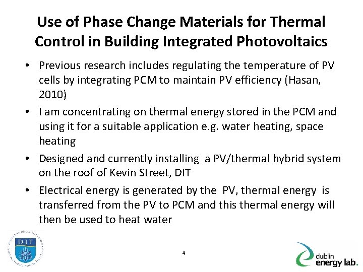 Use of Phase Change Materials for Thermal Control in Building Integrated Photovoltaics • Previous