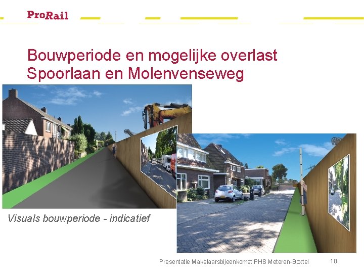 Bouwperiode en mogelijke overlast Spoorlaan en Molenvenseweg Visuals bouwperiode - indicatief Presentatie Makelaarsbijeenkomst PHS