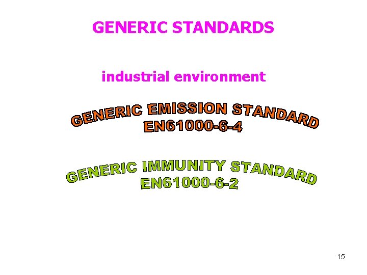 GENERIC STANDARDS industrial environment 15 