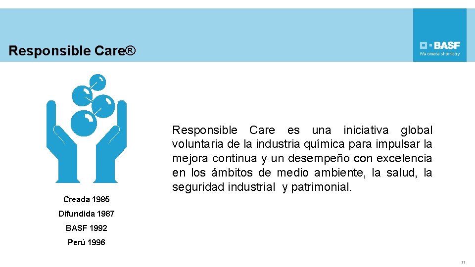 Responsible Care® Responsible Care es una iniciativa global voluntaria de la industria química para